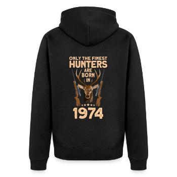 Jäger 48. Geburtstag Hirsch Jagen Geschenk - Unisex Premium Bio Zip Hoodie - Schwarz - Hinten - Nico (187cm)