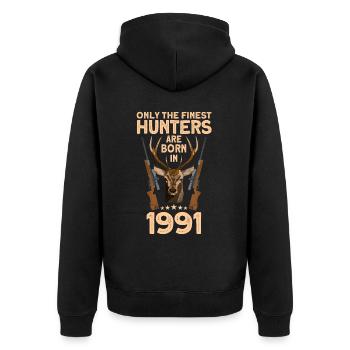Jäger 31. Geburtstag Hirsch Jagen Geschenk - Unisex Premium Bio Zip Hoodie - Schwarz - Hinten - Nico (187cm)