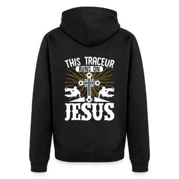 Parkour Freerunning Traceur - Unisex Premium Bio Zip Hoodie - Schwarz - Hinten - Nico (187cm)