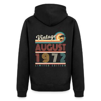 50. Jahrestag August 1972 - Unisex Premium Bio Zip Hoodie - Schwarz - Hinten - Nico (187cm)