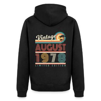 Salutations d’anniversaire 1978 Août - Veste à capuche bio Premium Unisexe - noir - Dos - Nico (187cm)