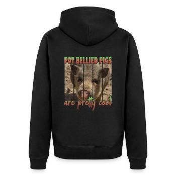 Pot Bellied Pigs are Pretty cool - Unisex Premium Bio Zip Hoodie - Schwarz - Hinten - Nico (187cm)