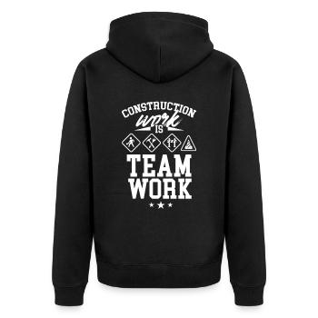 Construction work is teamwork Construction site Construction Teamwork - Unisex Premium Organic Zip Hoodie - black - Back - Nico (187cm)