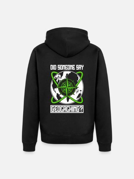 Geocacher World Map Geocache - Unisex Premium Organic Zip Hoodie - black