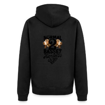 J’étais normal 2 basset hounds il y a - basset hound - Veste à capuche bio Premium Unisexe - noir - Dos - Nico (187cm)