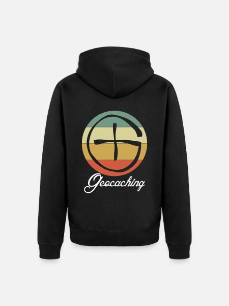 Geocacher retro Geocache - Unisex Premium Organic Zip Hoodie - black