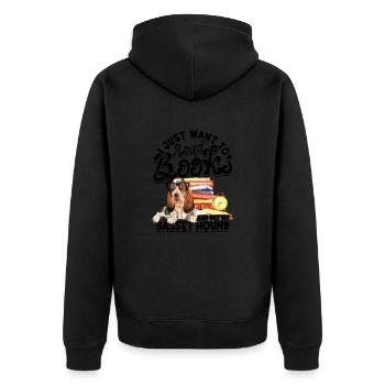 I just want to read books and pet my basset hound - Unisex Premium Organic Zip Hoodie - black - Back - Nico (187cm)