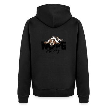Nein nicht am Montag - Hund - Unisex Premium Bio Zip Hoodie - Schwarz - Hinten - Nico (187cm)