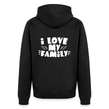 J’adore mon équipe de réunion de famille douce - Veste à capuche bio Premium Unisexe - noir - Dos - Nico (187cm)