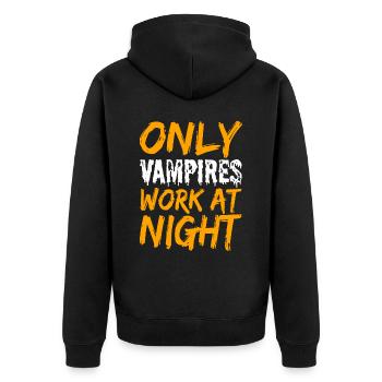 Nur Vampire Arbeiten Nachts Sprüche Tagschicht - Unisex Premium Bio Zip Hoodie - Schwarz - Hinten - Nico (187cm)