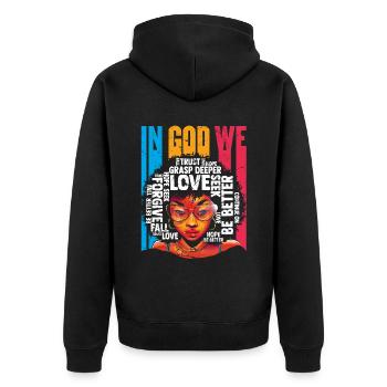 Auf Gott Vertrauen Liebe Bewahren Fatih Vergeben - Unisex Premium Bio Zip Hoodie - Schwarz - Hinten - Nico (187cm)
