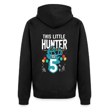Buck Deer Hunting Hunter Kid - Unisex Premium Organic Zip Hoodie - black - Back - Nico (187cm)