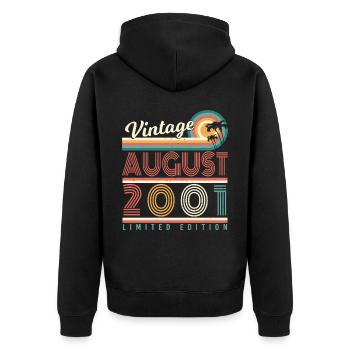 Mois de naissance Août 2001 - Veste à capuche bio Premium Unisexe - noir - Dos - Nico (187cm)