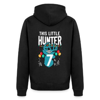 Buck Deer Hunting Hunter Kid - Unisex Premium Organic Zip Hoodie - black - Back - Nico (187cm)