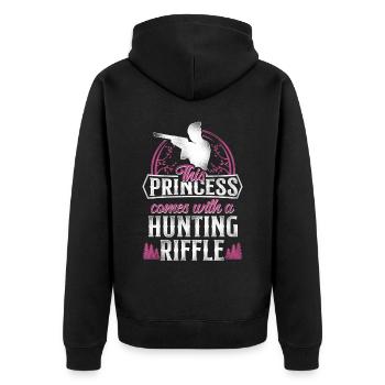 Buck Deer Hunting Hunter Girl - Unisex Premium Bio Zip Hoodie - Schwarz - Hinten - Nico (187cm)