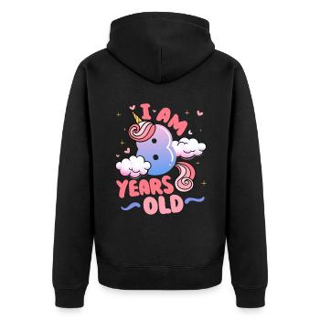 Ich Bin 8 Jahre Alt | Einhorn-thema | 8. - Unisex Premium Bio Zip Hoodie - Schwarz - Hinten - Nico (187cm)