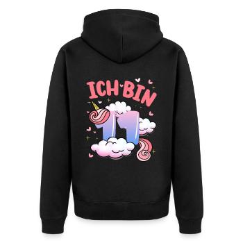 Ich Bin 11 Jahre Alt | Einhorn-thema | 11. - Unisex Premium Bio Zip Hoodie - Schwarz - Hinten - Nico (187cm)