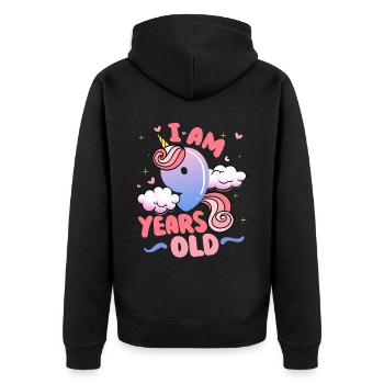 Ich Bin 9 Jahre Alt | Einhorn-thema | 9. - Unisex Premium Bio Zip Hoodie - Schwarz - Hinten - Nico (187cm)