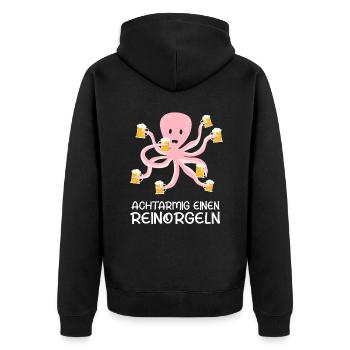 Achtarmig einen Reinorgeln Bier Party Mallorca - Unisex Premium Bio Zip Hoodie - Schwarz - Hinten - Nico (187cm)