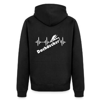 Dachdecker Dachspengler Dachdecken Dachklempner - Unisex Premium Bio Zip Hoodie - Schwarz - Hinten - Nico (187cm)