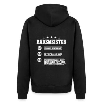 Rettungsschwimmer Bademeister - Unisex Premium Bio Zip Hoodie - Schwarz - Hinten - Nico (187cm)