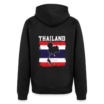 Thailand - Unisex Premium Bio Zip Hoodie - Schwarz - Hinten - Nico (187cm)