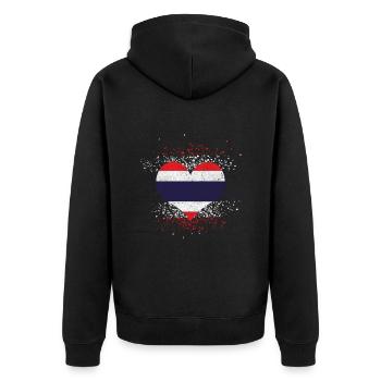 Thailand - Unisex Premium Bio Zip Hoodie - Schwarz - Hinten - Nico (187cm)