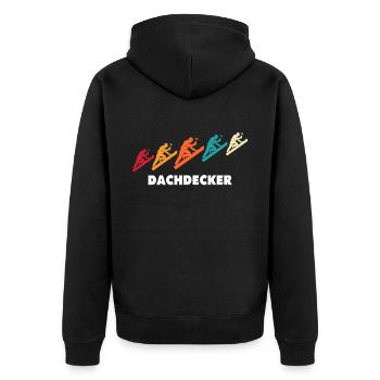 Dachdecker Dachspengler Dachdecken Dachklempner - Unisex Premium Bio Zip Hoodie - Schwarz - Hinten - Nico (187cm)