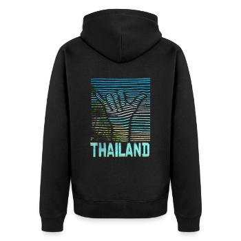 Thailand - Unisex Premium Bio Zip Hoodie - Schwarz - Hinten - Nico (187cm)
