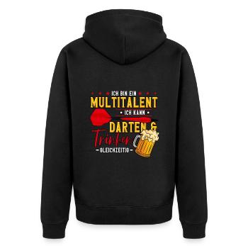 Darts Dartspieler - Unisex Premium Bio Zip Hoodie - Schwarz - Hinten - Nico (187cm)