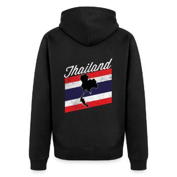 Thailand - Unisex Premium Bio Zip Hoodie - Schwarz - Hinten - Nico (187cm)