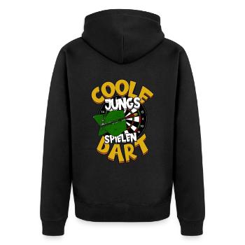 Darts Dartspieler - Unisex Premium Bio Zip Hoodie - Schwarz - Hinten - Nico (187cm)