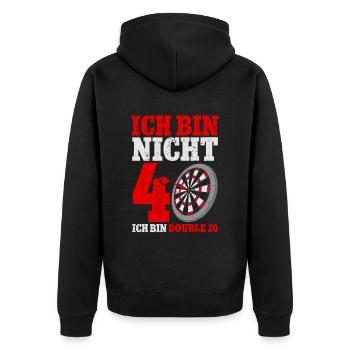 Ich bin nicht 40 ich bin double 20 Geburtstag - Unisex Premium Bio Zip Hoodie - Schwarz - Hinten - Nico (187cm)