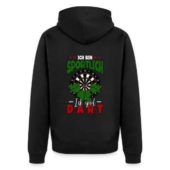 Darts Dartspieler - Unisex Premium Bio Zip Hoodie - Schwarz - Hinten - Nico (187cm)