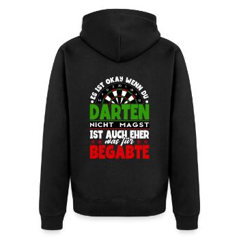 Darts Dartspieler - Unisex Premium Bio Zip Hoodie - Schwarz - Hinten - Nico (187cm)