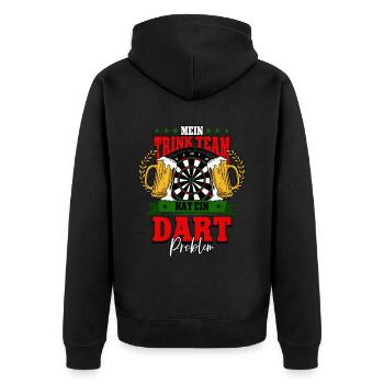 Darts Dartspieler - Unisex Premium Bio Zip Hoodie - Schwarz - Hinten - Nico (187cm)