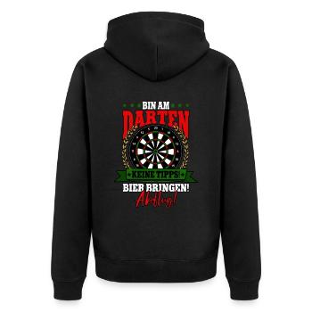 Darts Dartspieler - Unisex Premium Bio Zip Hoodie - Schwarz - Hinten - Nico (187cm)