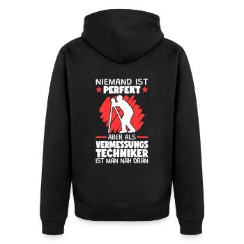 Vermessungstechniker sind perfekt Vermesser - Unisex Premium Bio Zip Hoodie - Schwarz - Hinten - Nico (187cm)