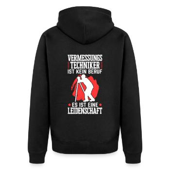 Vermessungstechniker ist kein Beruf Vermesser - Unisex Premium Bio Zip Hoodie - Schwarz - Hinten - Nico (187cm)