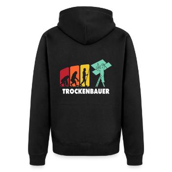 Trockenbaumonteur Sprüche Trockenbauer Geschenk - Unisex Premium Bio Zip Hoodie - Schwarz - Hinten - Nico (187cm)