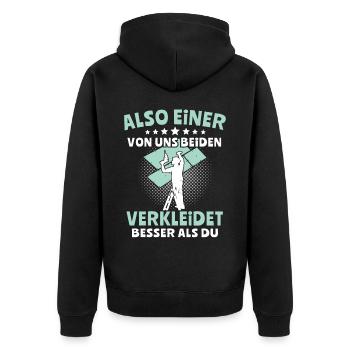 Trockenbaumonteur Sprüche Trockenbauer Geschenk - Unisex Premium Bio Zip Hoodie - Schwarz - Hinten - Nico (187cm)