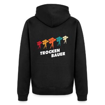 Trockenbaumonteur Sprüche Trockenbauer Geschenk - Unisex Premium Bio Zip Hoodie - Schwarz - Hinten - Nico (187cm)