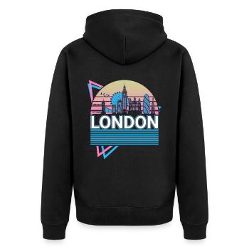 London City Skyline Stadtbild Retro - Unisex Premium Bio Zip Hoodie - Schwarz - Hinten - Nico (187cm)