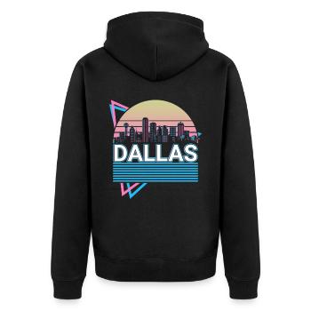 Dallas City Skyline Cityscape Rétro - Veste à capuche bio Premium Unisexe - noir - Dos - Nico (187cm)