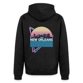 New Orleans City Skyline Cityscape Rétro - Veste à capuche bio Premium Unisexe - noir - Dos - Nico (187cm)