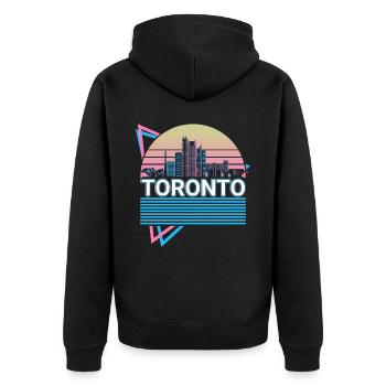 Toronto Stadt Skyline Stadtbild Retro - Unisex Premium Bio Zip Hoodie - Schwarz - Hinten - Nico (187cm)