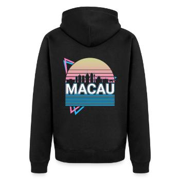 Macao City Skyline Cityscape Rétro - Veste à capuche bio Premium Unisexe - noir - Dos - Nico (187cm)