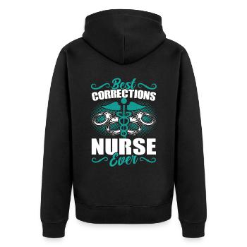 The Best Nurse in prison - Unisex Premium Organic Zip Hoodie - black - Back - Nico (187cm)
