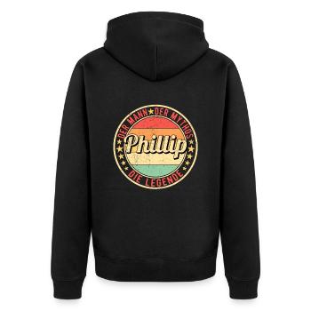 Phillip Der Mann Der Mythos Die Legende - Unisex Premium Bio Zip Hoodie - Schwarz - Hinten - Nico (187cm)