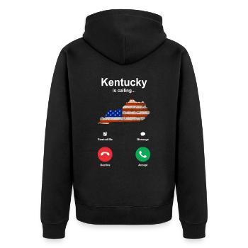 Erkundung Von Kentucky Gift - Unisex Premium Bio Zip Hoodie - Schwarz - Hinten - Nico (187cm)